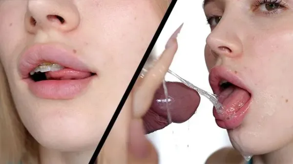 Close-Up Sloppy Blowjob and Swallow