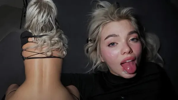 Blonde Submissive Takes Facial from Behind